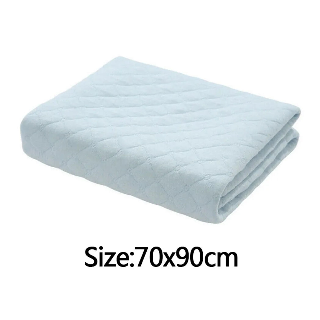 Washable Reusable Absorbent Incontinence Bed Pad, Four-Layer Mattress Protector – Light Blue