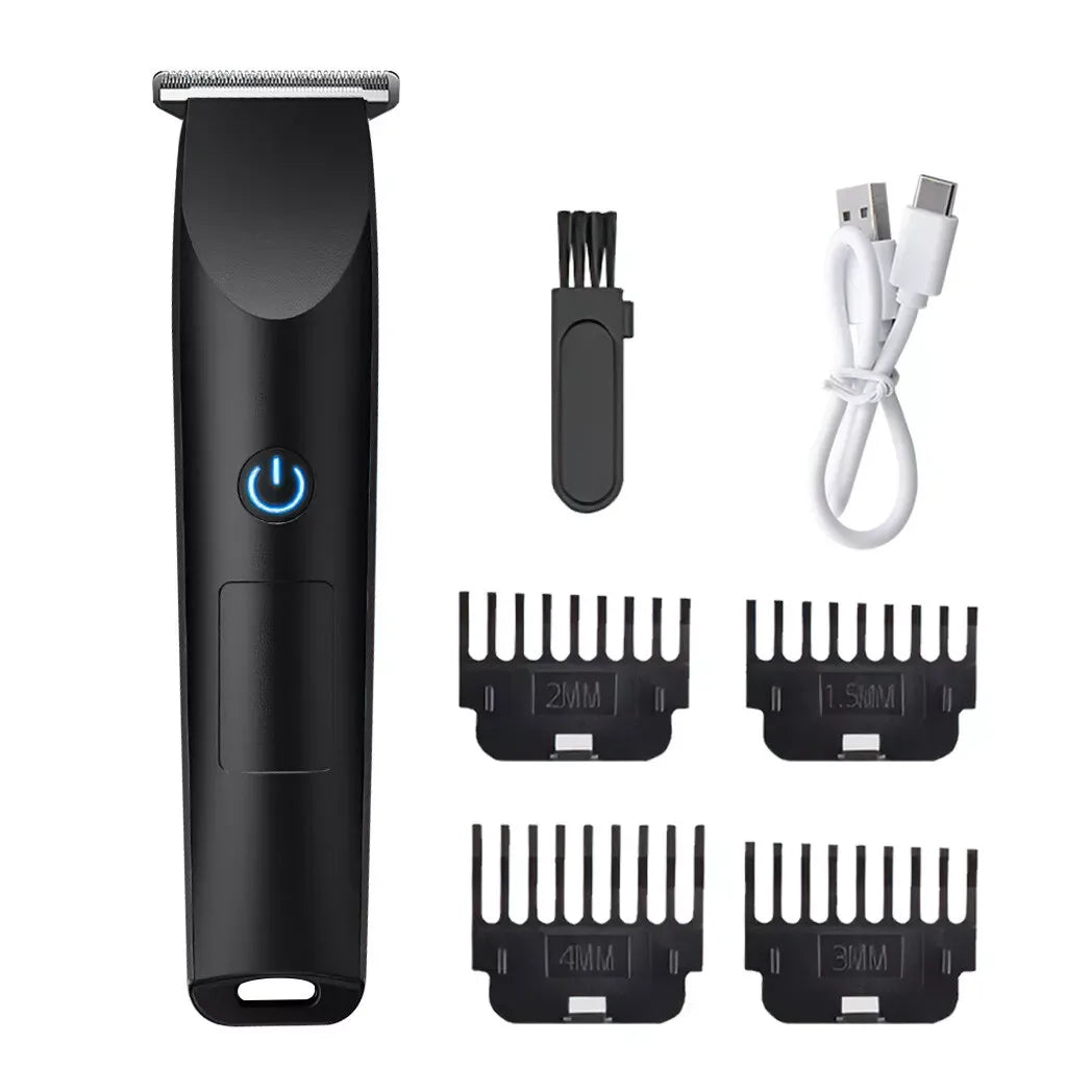Men's Pro Electric Hair Clippers & Beard Trimmer with 4 Limit Combs – USB Rechargeable Barber Shaver, Black