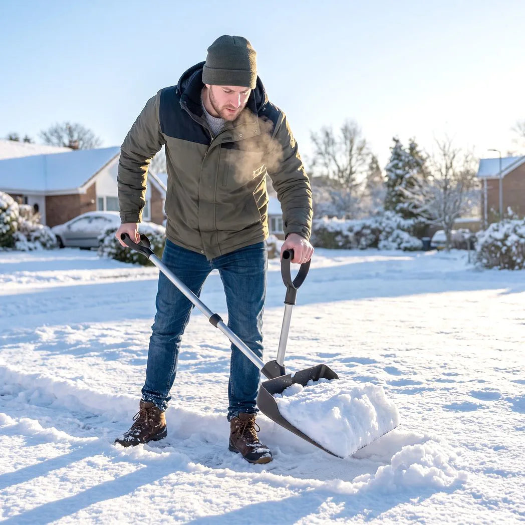 Outsunny Heavy-Duty Snow Shovel with Assist Handle, 45cm Wide Blade & Detachable Aluminium Handle – Snow Pusher