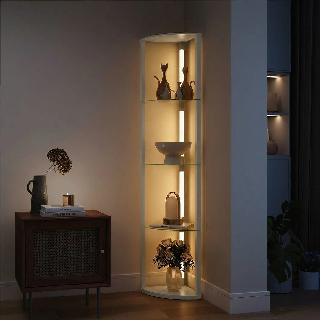 HOMCOM Dimmable LED Corner Shelf Floor Lamp with Foot Switch