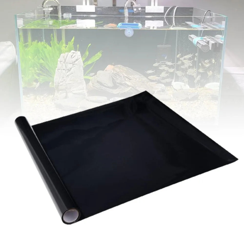 Static Cling Aquarium Background Film, 200 x 40cm – Black Fish Tank Backdrop Sticker, DIY Cut to Fit