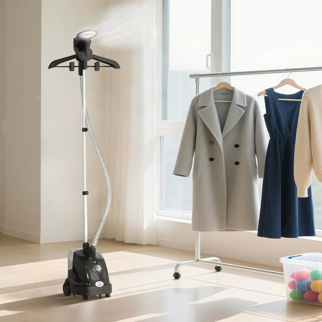 HOMCOM Clothes Steamer with Adjustable Pole, 11 Steam Levels and 1.4L Water Tank – 1950W Garment Steamer, Black