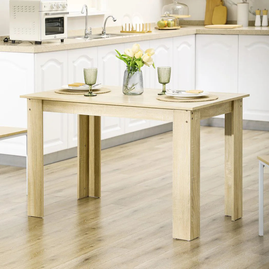 HOMCOM Dining Table for 4-6 People with Wood-Effect Melamine Top – Compact Kitchen Table, Oak