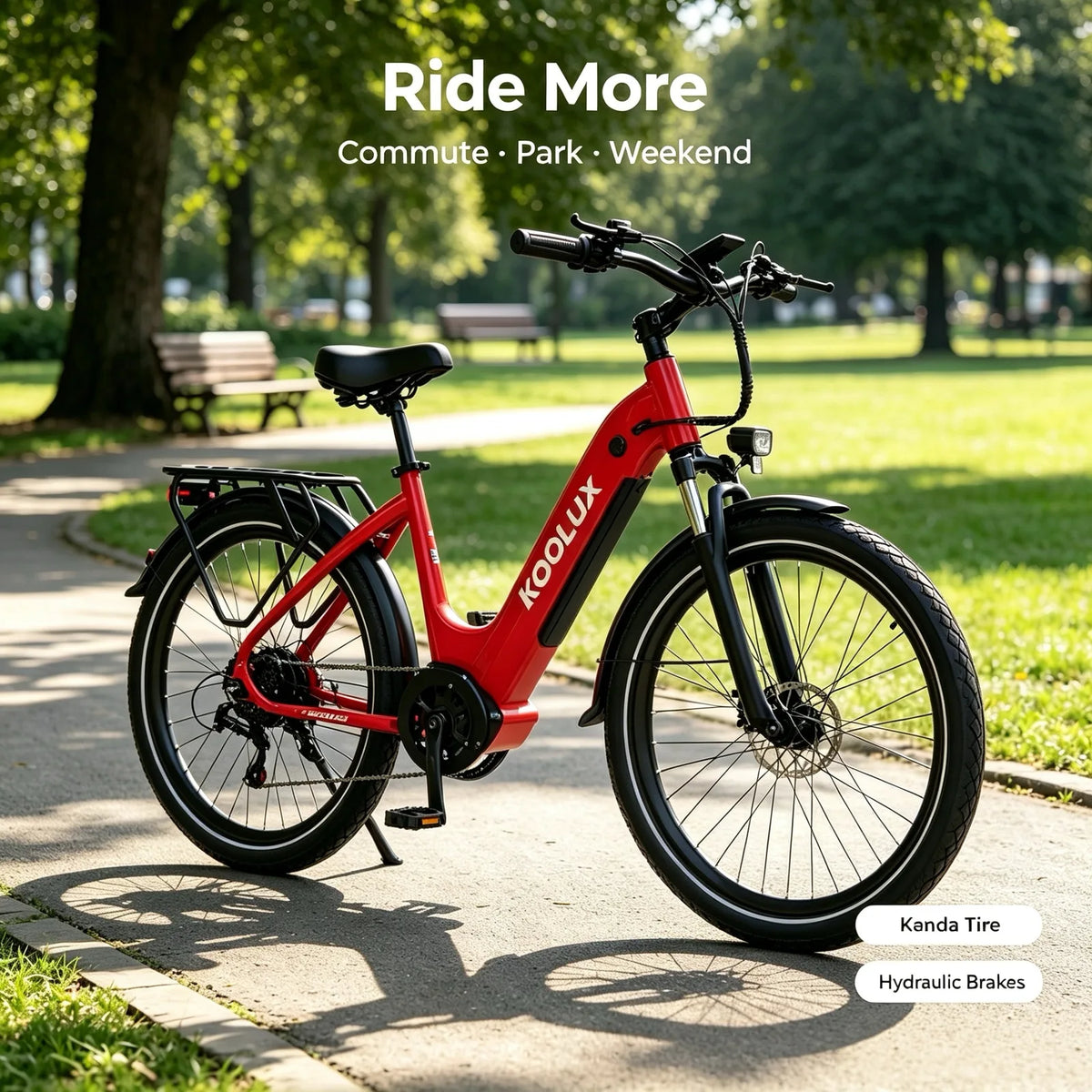 KOOLUX X2 Step-Through Electric Bike, 250W (500W Peak) Motor & 48V 15Ah Battery – 26 Inch Urban Commuter E-Bike