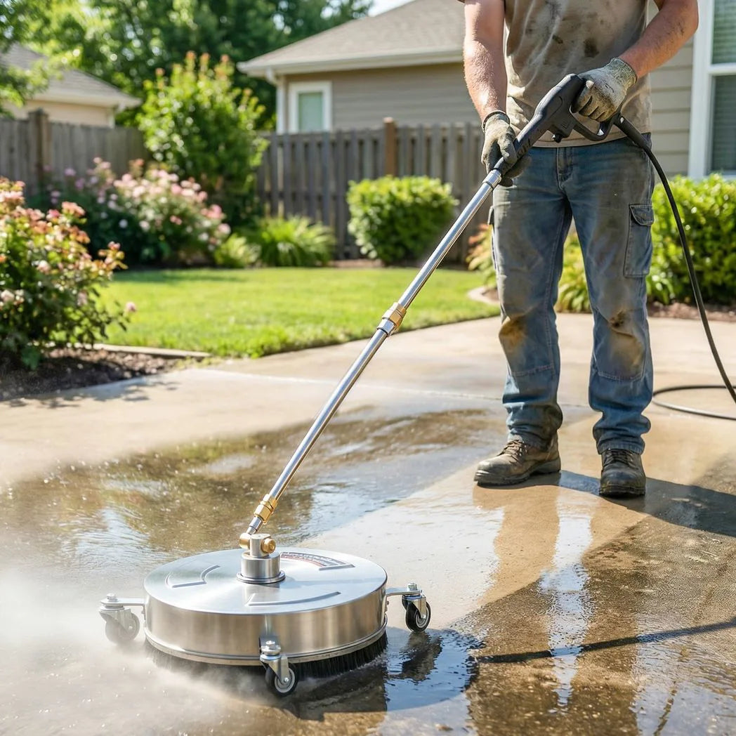 Outsunny 3600 PSI Pressure Washer Surface Cleaner, 33cm Stainless Steel, 4 Wheels – Driveways and Patios