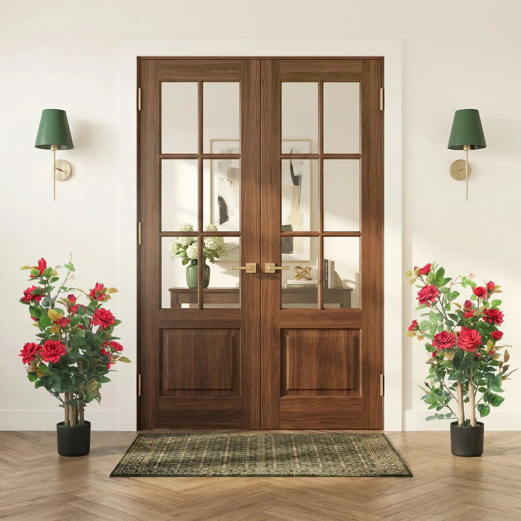HOMCOM 90cm Artificial Rose Tree Set of 2