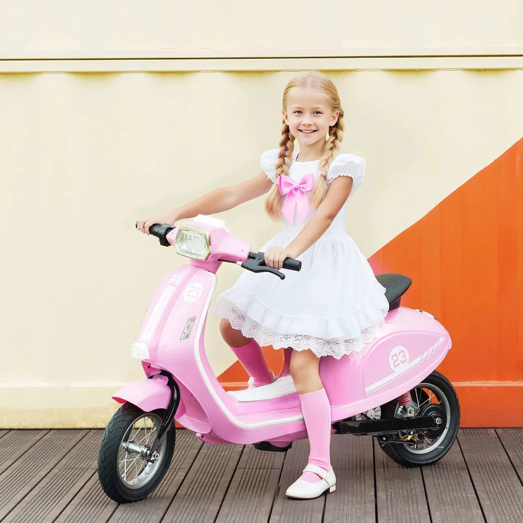 AIYAPLAY 24V Kids Electric Motorbike with Twist-Grip Throttle, Brakes and LED Lights – Ages 8-12, Pink