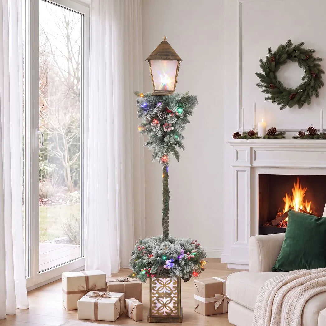 Outsunny 5ft Lighted Christmas Street Lamp with Snow Tips