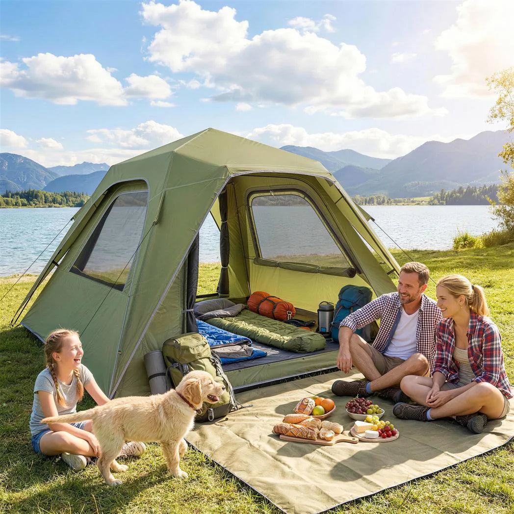 Outsunny 2-3 Person Pop Up Tent with 3000mm Waterproof Rating, UPF50 & Mesh Windows – Instant Camping Tent, Green