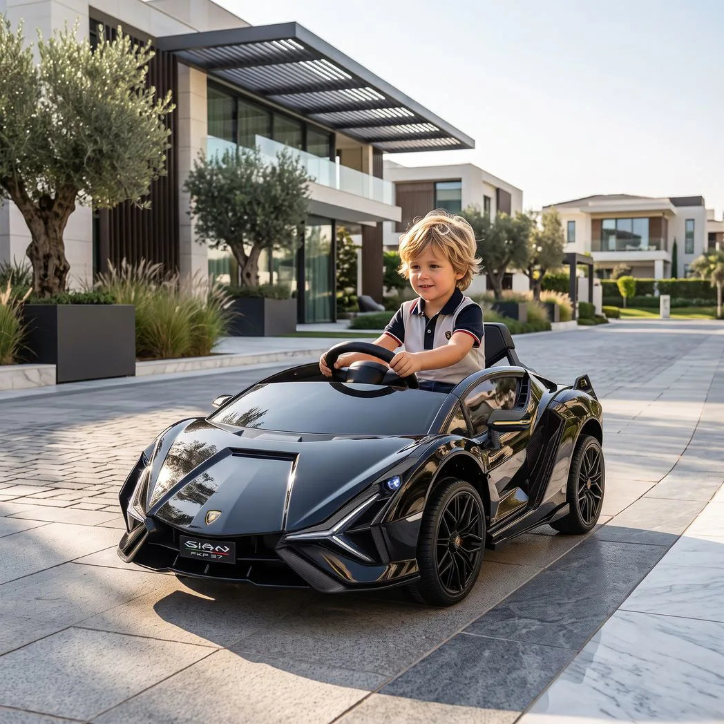 HOMCOM Licensed Lamborghini Sian 12V Kids Electric Ride-On Car with Dual Motors, Remote Control & Music – Black