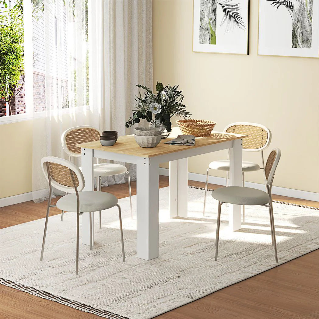 HOMCOM Dining Table for 4-6 People with Wood Effect Melamine Top – Space-Saving Kitchen Table, Oak and White