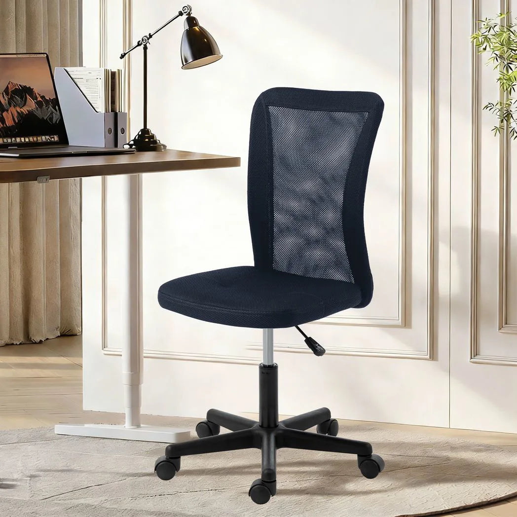 Vinsetto Armless Mesh Office Chair with Adjustable Height and Swivel Wheels – Computer Desk Chair, Dark Grey