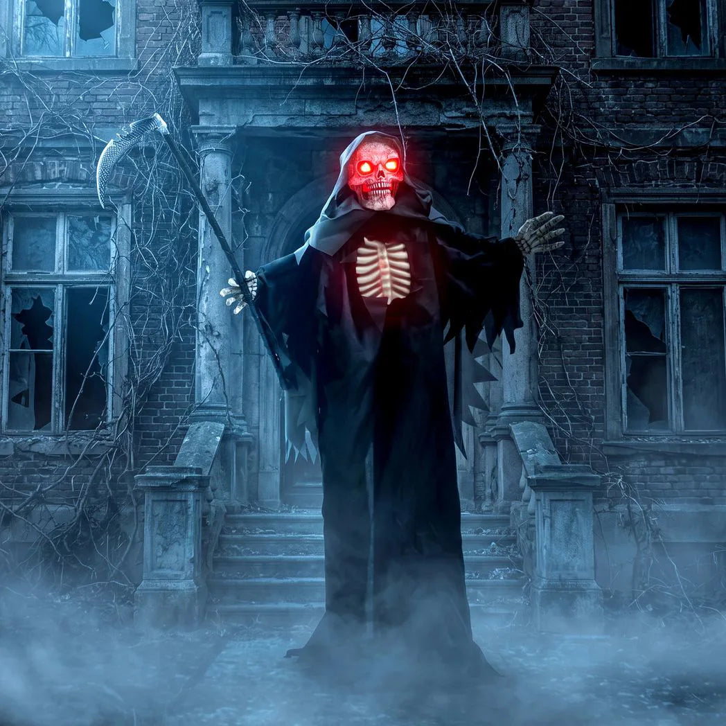 HOMCOM 170cm Life Size Animated Grim Reaper Halloween Decoration