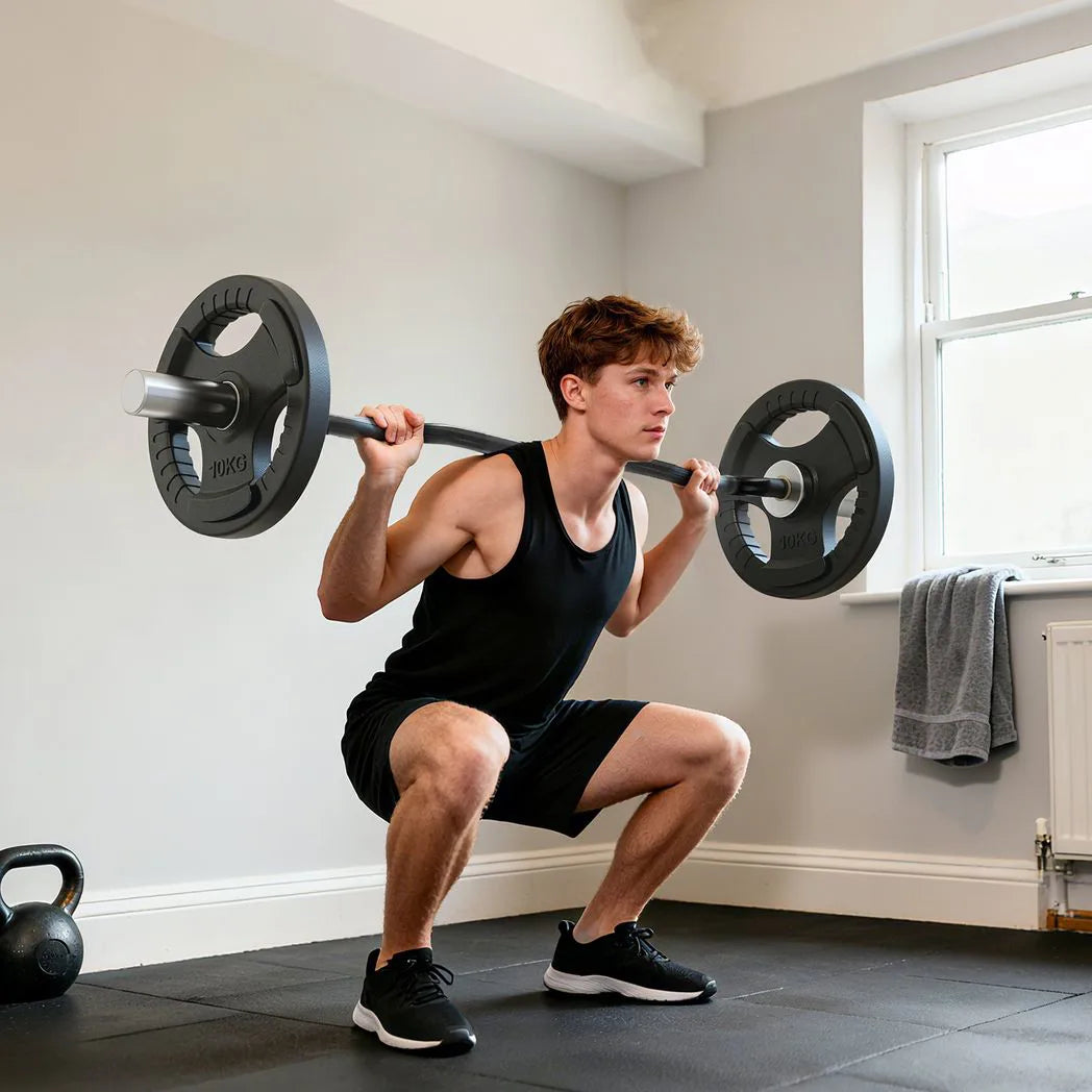 SPORTNOW 4ft Olympic EZ Curl Bar for 2" Weight Plates with Knurled Non-Slip Grip & Rotating Sleeves – 120cm Barbell