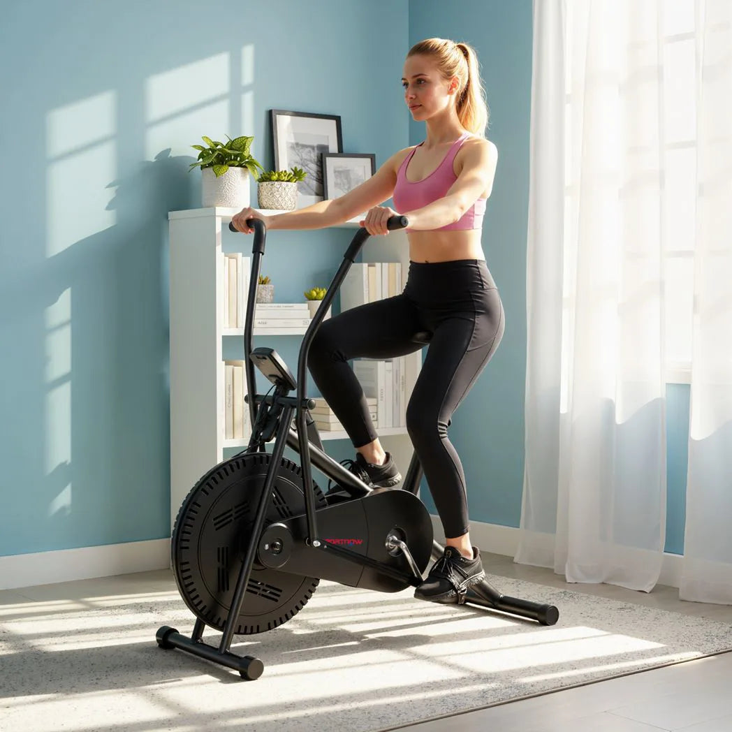 SPORTNOW Exercise Bike with Adjustable Seat, LCD Display and Silent Belt Drive – Home Gym Cardio
