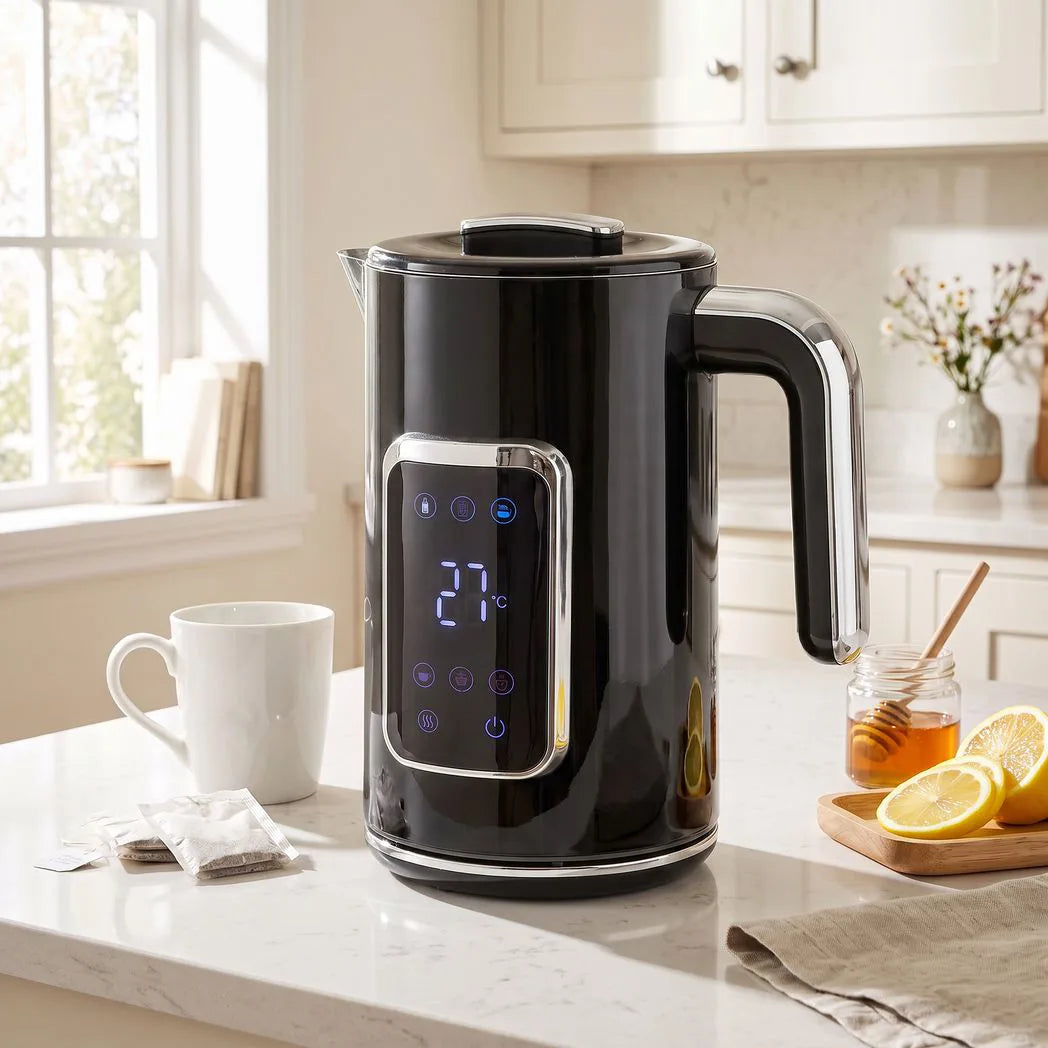 HOMCOM 1.7L 3000W Electric Kettle with LED Display, Adjustable Temperature & Keep Warm – Fast Boil Water Kettle, Black