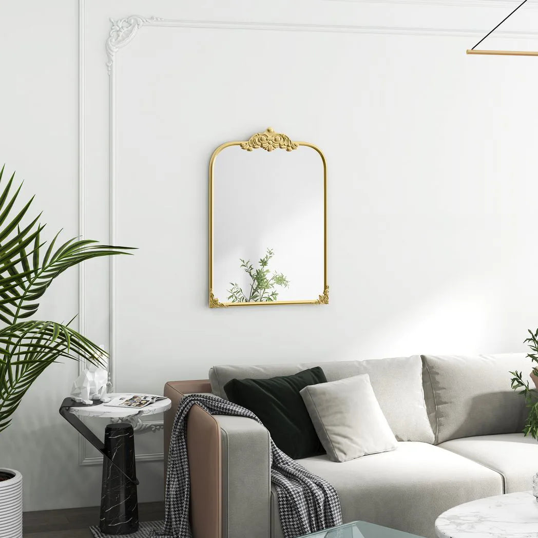 HOMCOM Wall Mirror, Decorative Baroque Mirror with Metal Frame, for Bedroom and Living Room, 60 x 87 cm