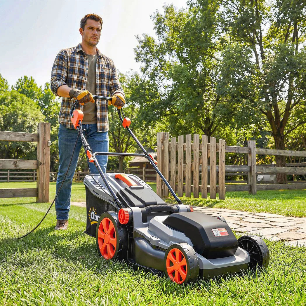 Outsunny 1800W Electric Lawnmower with 40cm Cutting Width, Mulching Function & 50L Grass Bag – 6 Cutting Heights