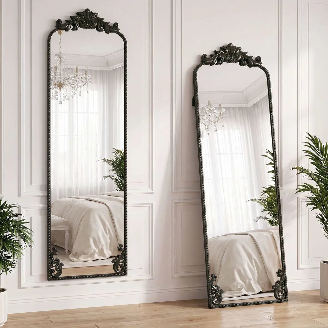 HOMCOM Floor Mirror, 50 x 160 cm Full Length Mirror with Baroque Metal Frame for Bedroom, Living Room