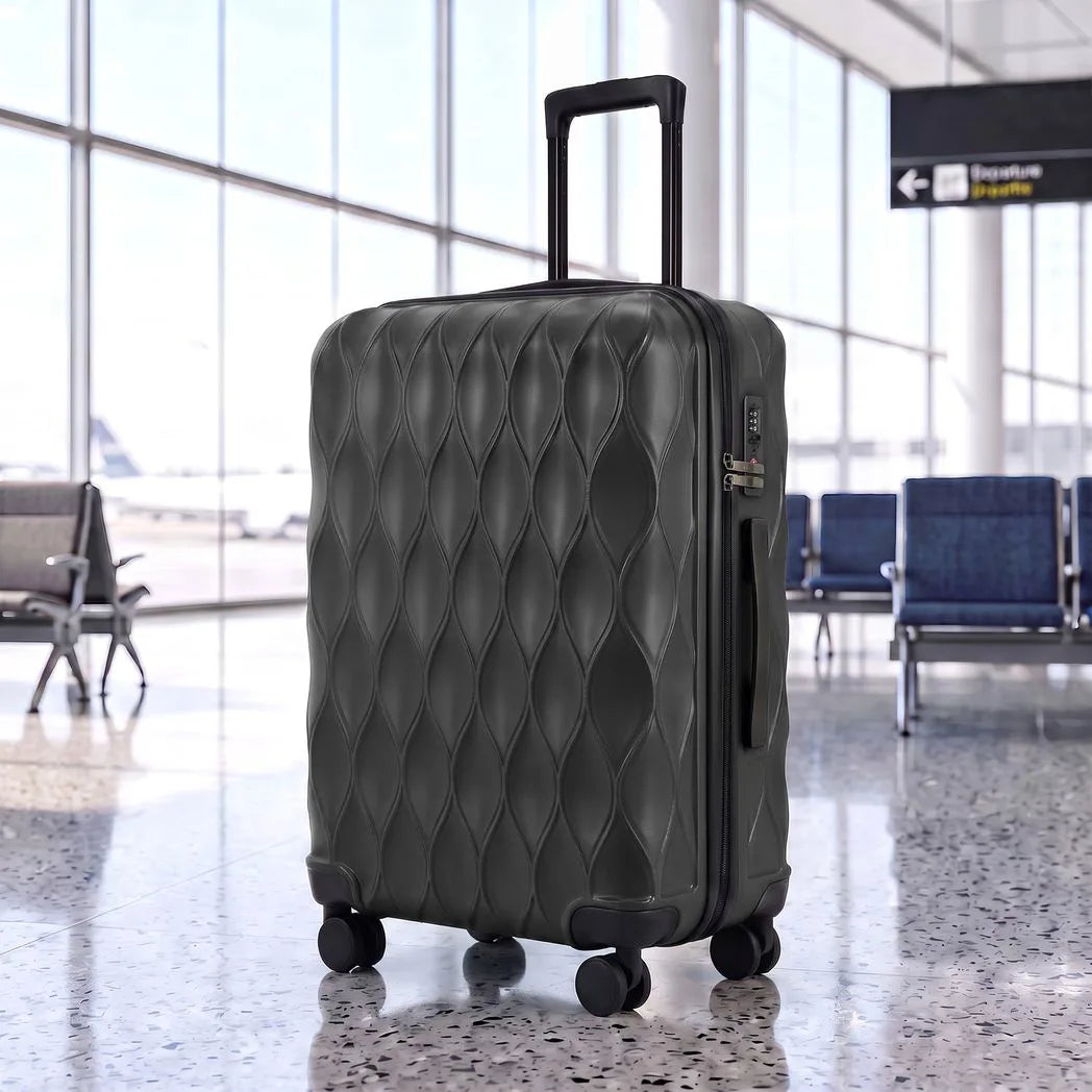 HOMCOM 24 Inch ABS Hard Shell Suitcase with TSA Lock and Spinner Wheels – 64L Checked Luggage, Black