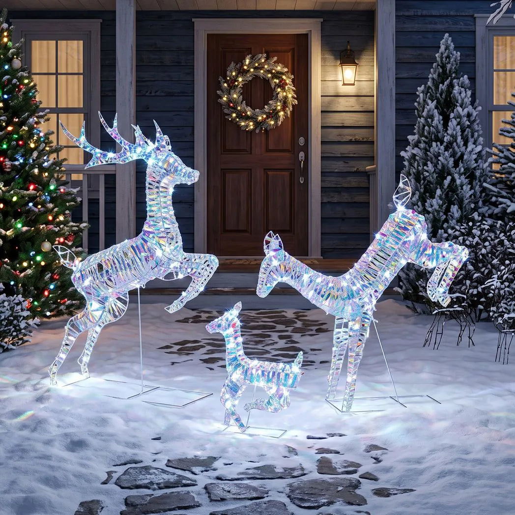 Outsunny Iridescent Lighted Reindeer Family – 3 Piece