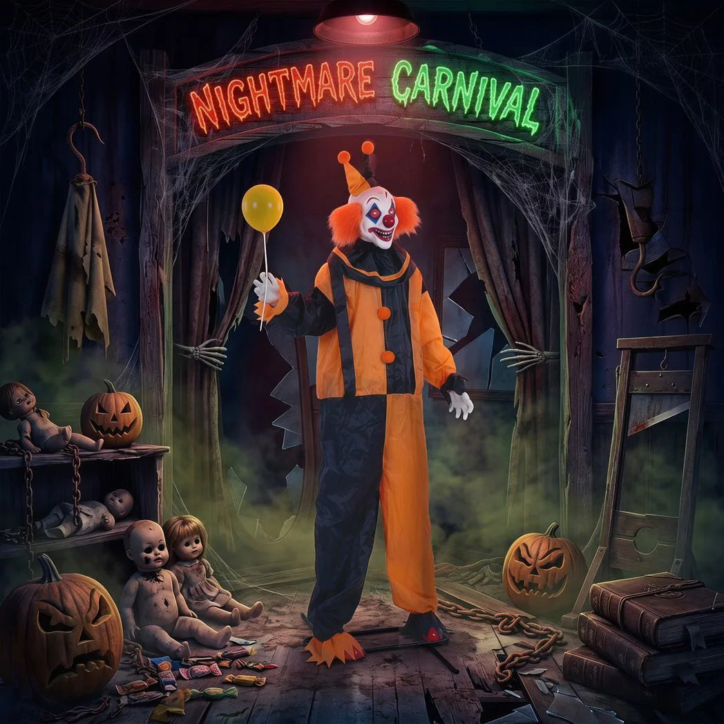 HOMCOM 190cm Life Size Animated Clown Halloween Decoration
