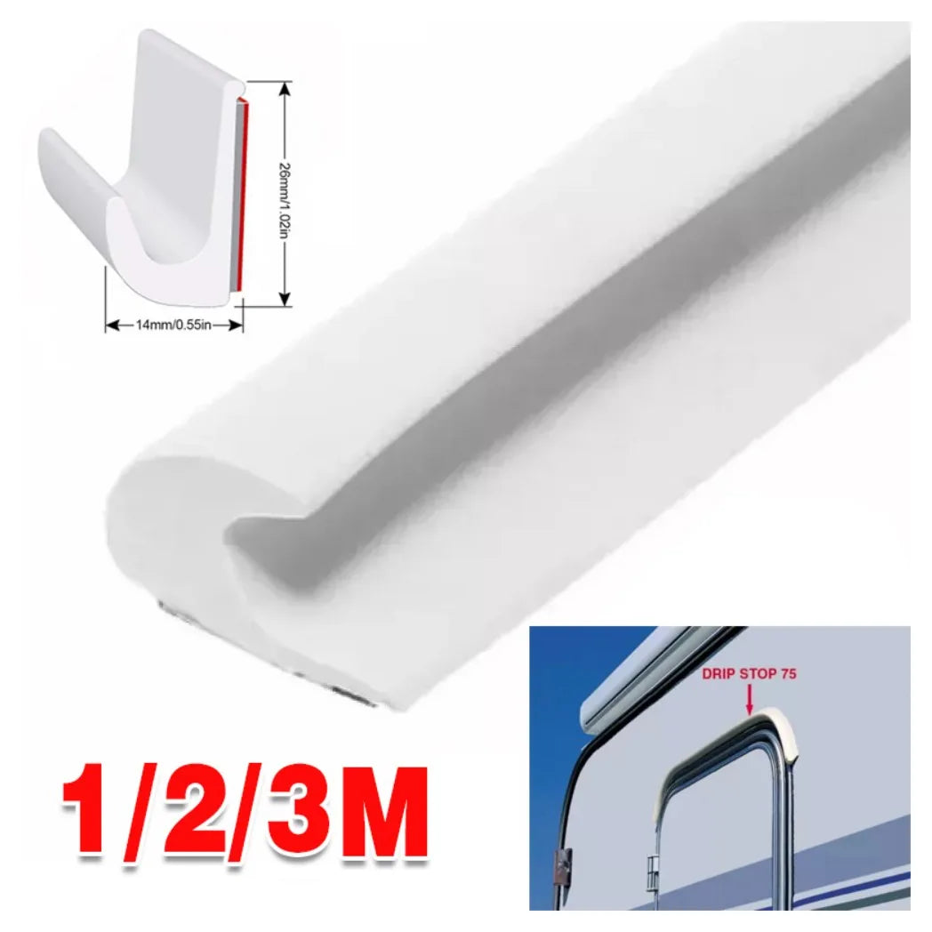 Drip Stop Door Rain Gutter Deflector, 1m / 2m / 3m – Self-Adhesive Drip Guard for Caravan & Motorhome