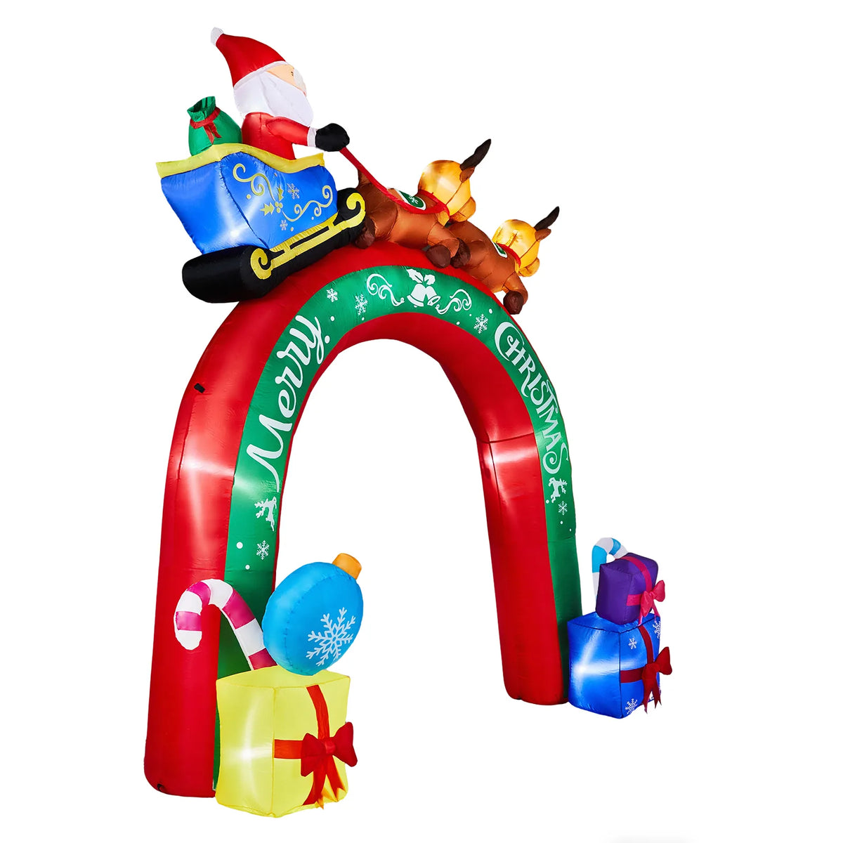 10ft Inflatable Christmas Archway with Santa's Sleigh and Warm White LEDs – Outdoor Decoration