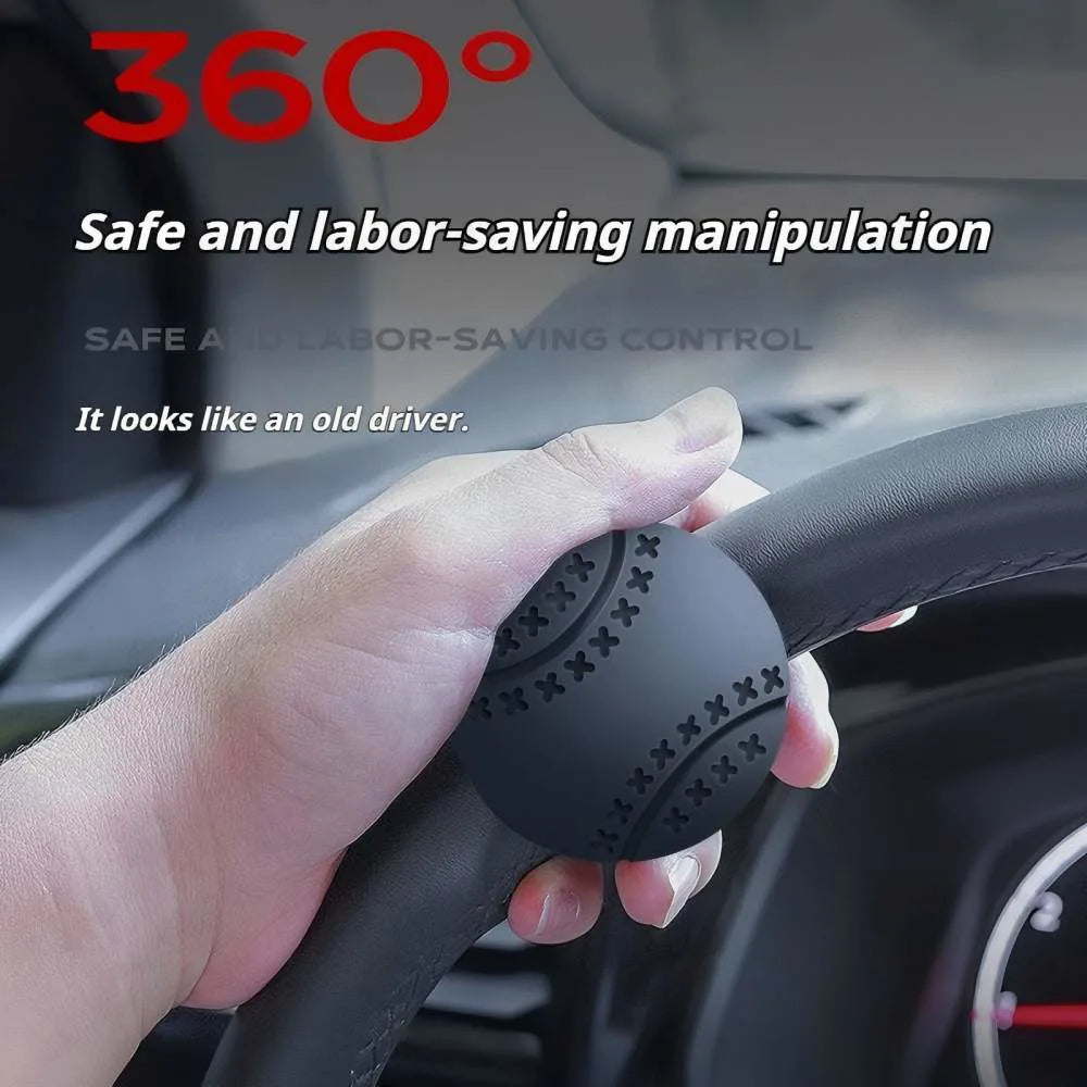 Steering Wheel Spinner Knob, 360° Rotatable – Non-Slip Silicone Grip for Cars, Trucks, Boats & Tractors, Black