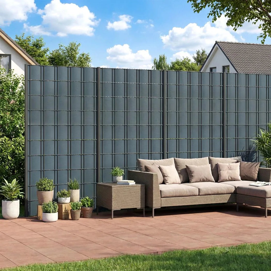 Outsunny 2 Pack Privacy Garden Screen Fence, 70 m x 19 cm – UV Resistant Waterproof PVC Windbreak, Grey