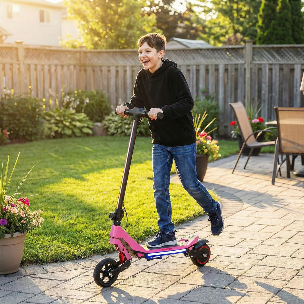 SPORTNOW Kids Electric Scooter with LED Display, RGB Lights & Suspension – Foldable E-Scooter, Up to 16km/h, Pink