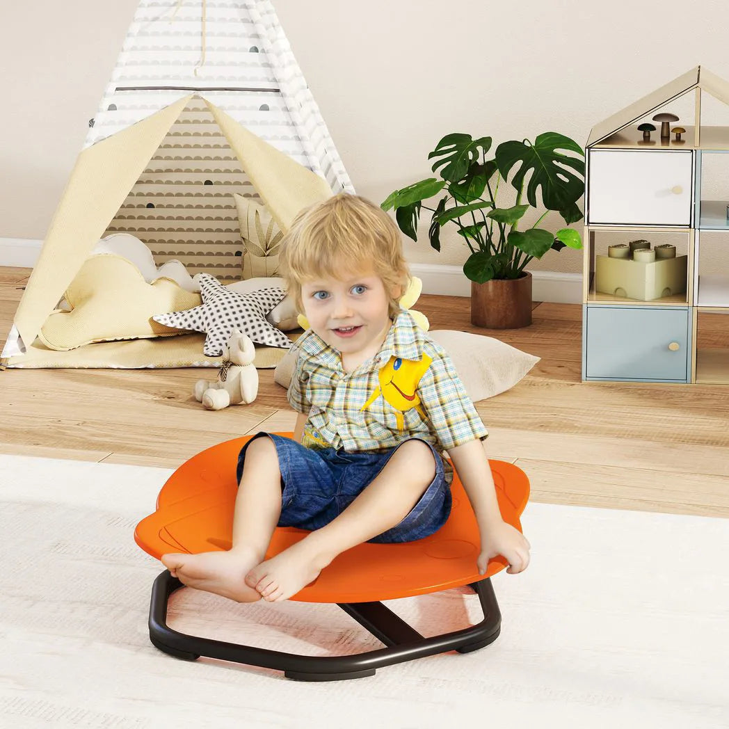 AIYAPLAY Planet-Shaped Kids Sensory Swivel Chair for Balance and Coordination – 360° Spin, Orange
