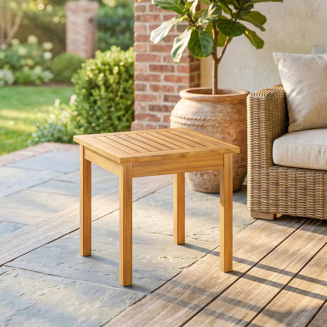Outsunny Solid Acacia Wood Coffee Table with Slatted Top – Fully Assembled Indoor Outdoor Table, Natural