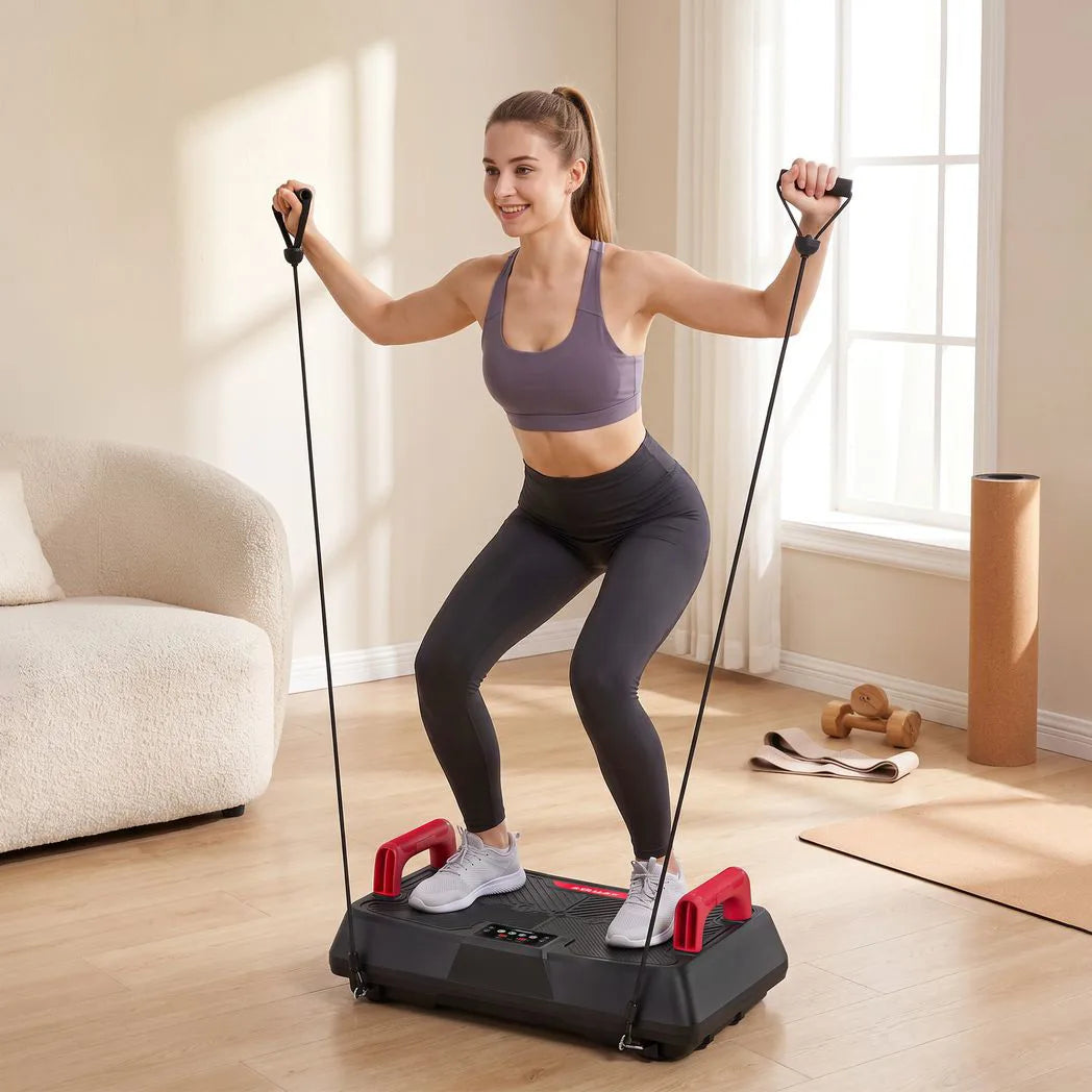 SPORTNOW Vibration Plate with 99 Speed Levels, 3 Programmes & Resistance Bands – Quiet Home Exercise Machine