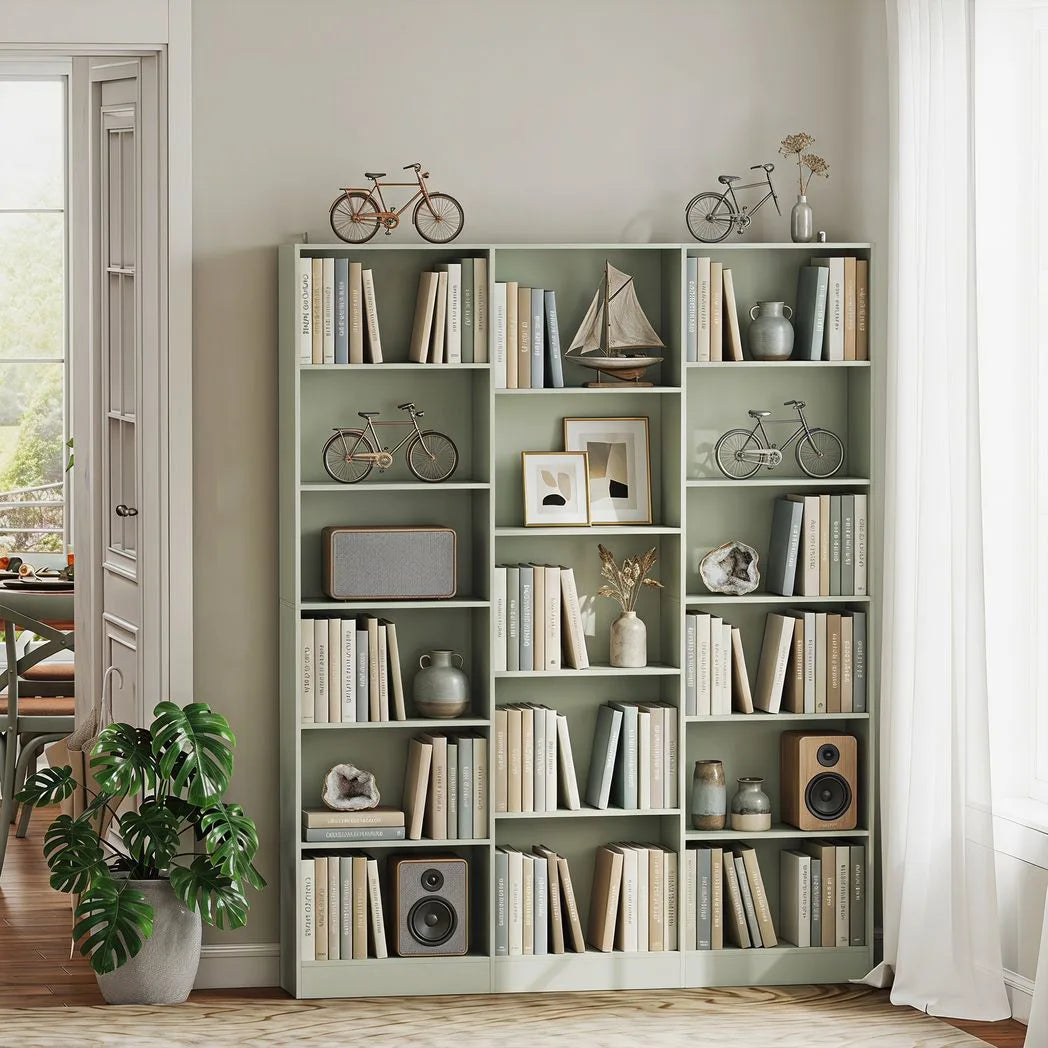 HOMCOM 17-Cube Bookcase with Adjustable Shelves and Anti-Tipping Hardware – Tall Open Storage Bookshelf