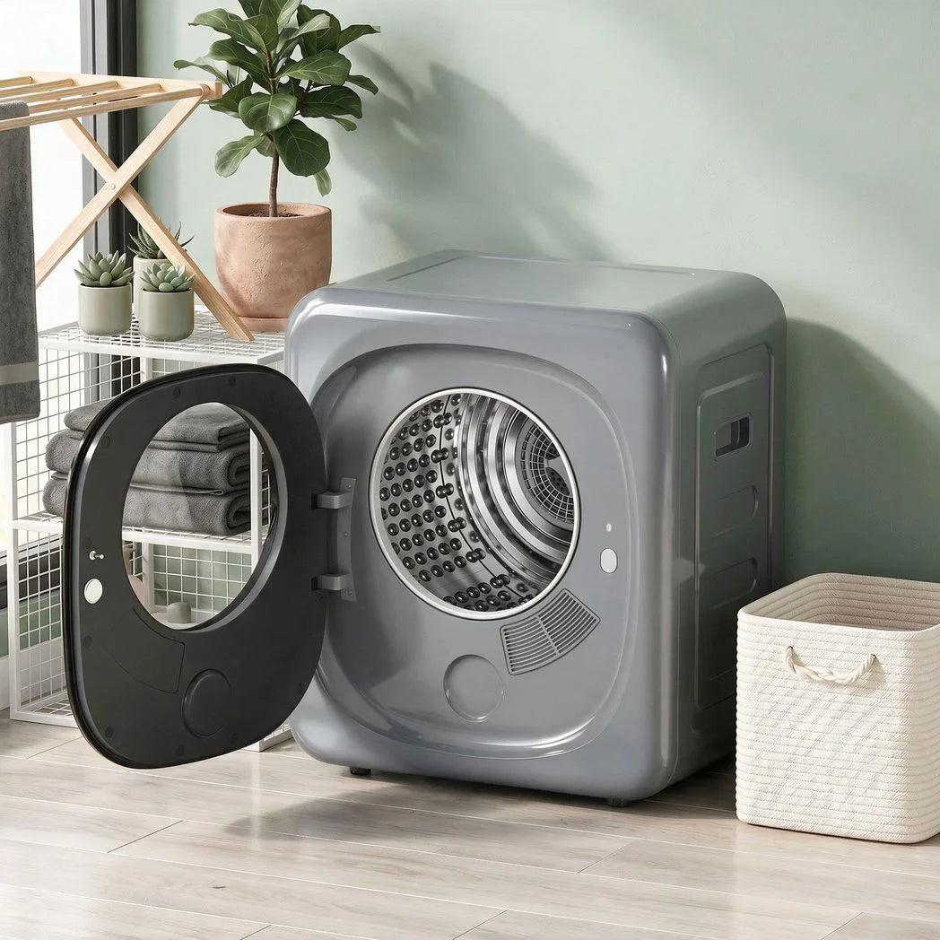 HOMCOM 4kg Vented Compact Tumble Dryer with 5 Drying Modes and Touch Display – 800W Dryer, Silver