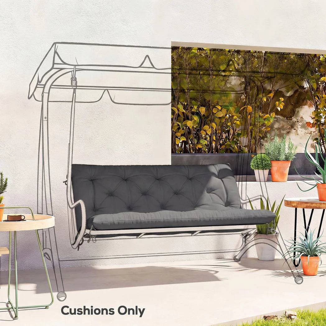 Outsunny 2 Seater Garden Bench and Swing Chair Cushion with Ties, 110 x 120cm, Black
