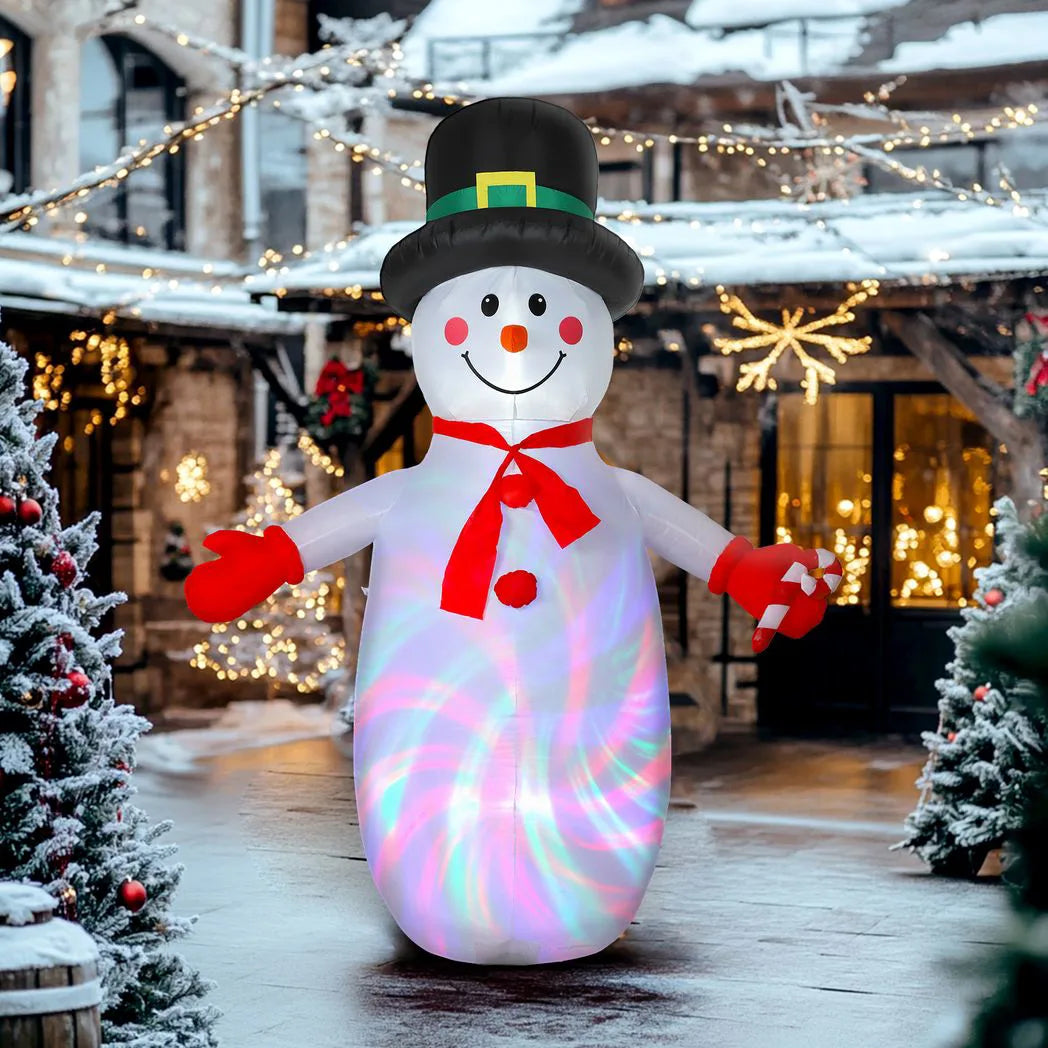 Outsunny 8ft Inflatable Christmas Snowman with Disco & LED Lights – Self-Inflating Outdoor Garden Decoration