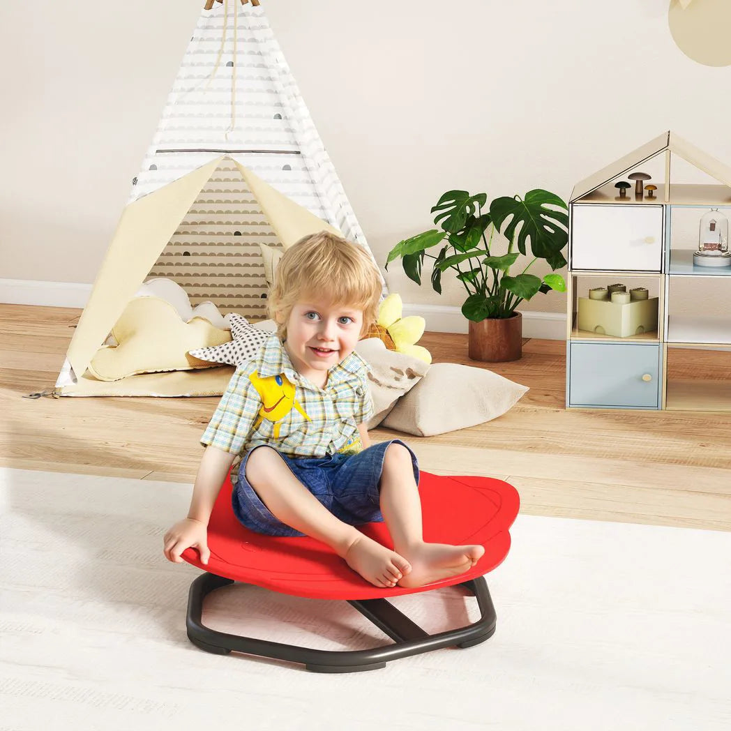 AIYAPLAY Kids Planet-Shaped Swivel Chair – Sensory Spinning Seat for Balance and Coordination, Red