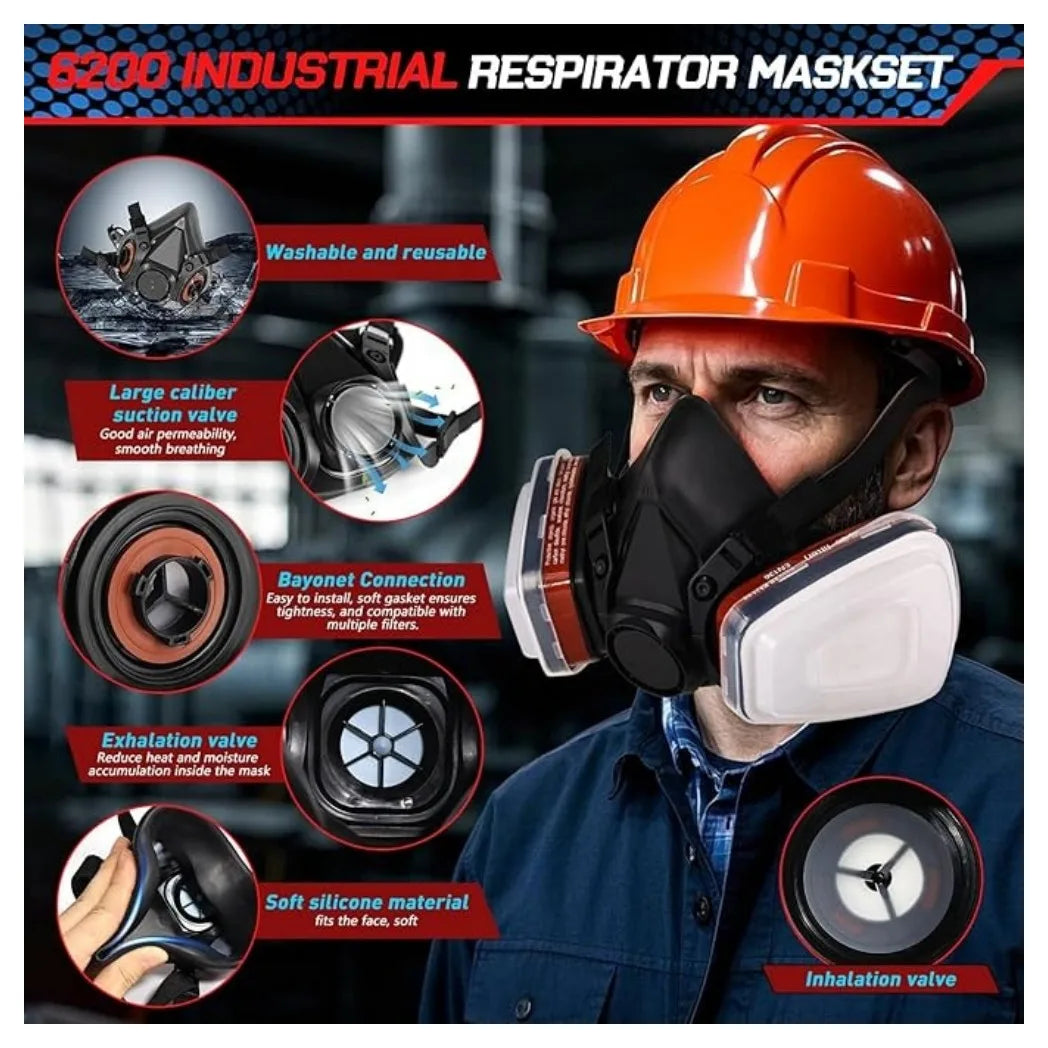 Half Face Respirator Mask with Replaceable Filter – Dust, Gas and Paint Mask for DIY and Decorating