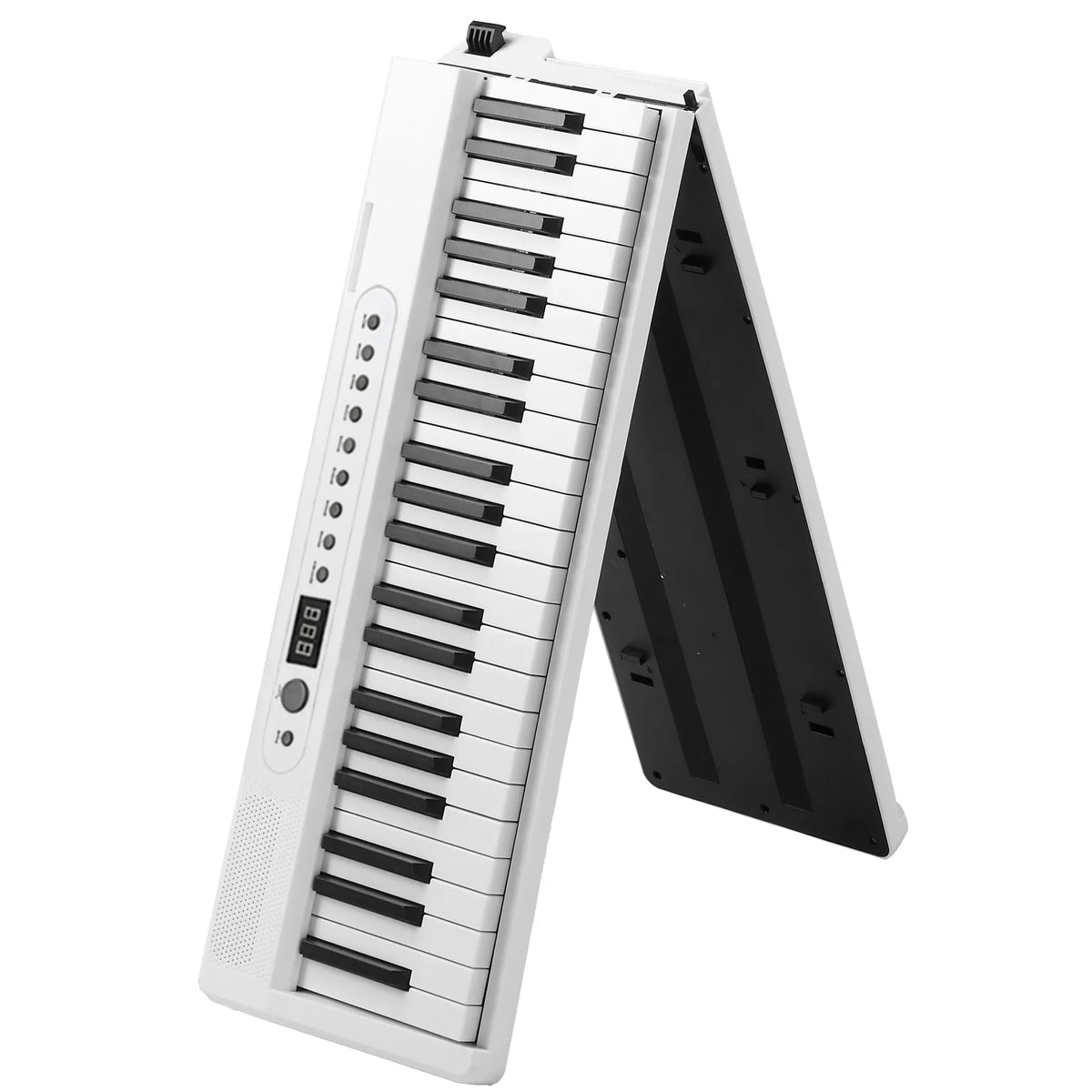 88 Key Folding Digital Piano with Semi-Weighted Keys, Bluetooth MIDI & Stand – Portable Keyboard, White