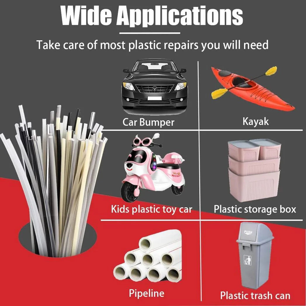 65-Piece Plastic Welding Rod Kit – TPO, ABS, PP, PE & PU Rods with Metal Foil, Steel Mesh and Sandpaper