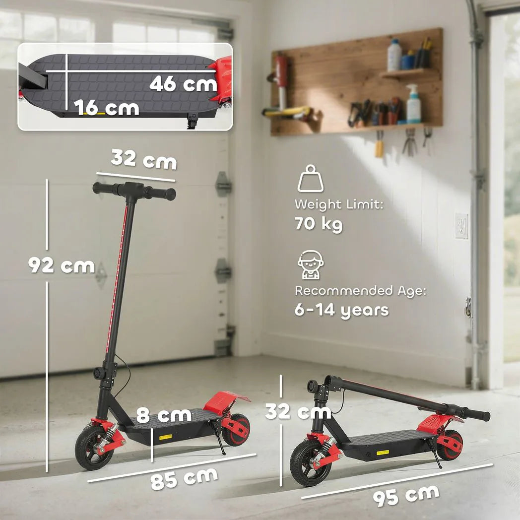 AIYAPLAY Foldable Kids Electric Scooter with LCD Display and Dual Shock Absorption – 15 km/h, Ages 6–14, Red