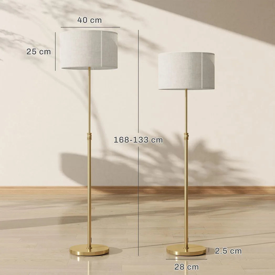 HOMCOM Floor Lamp with Remote, Height Adjustable Standing Lamp with Linen Shade