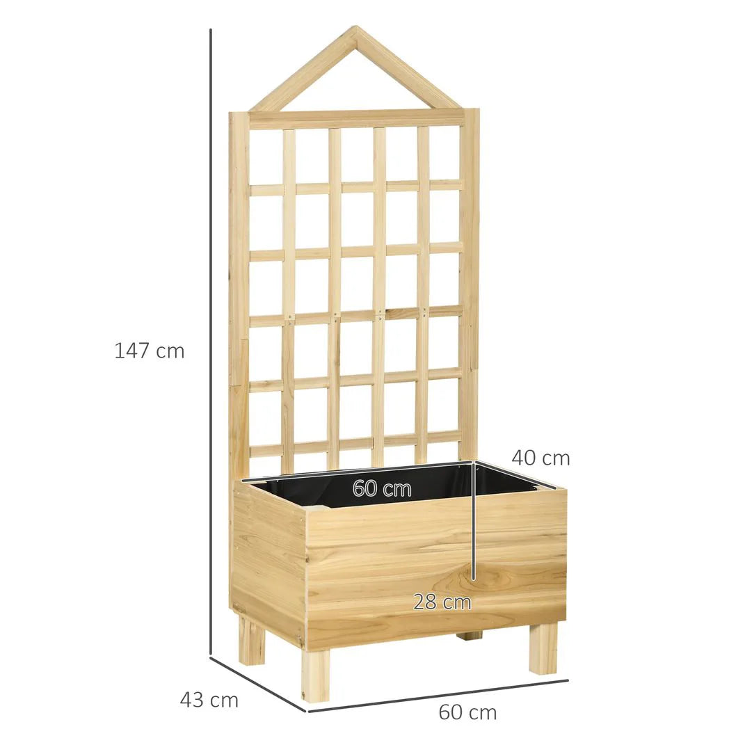 Outsunny Distressed Wood Planter with Trellis, 90x43x150cm