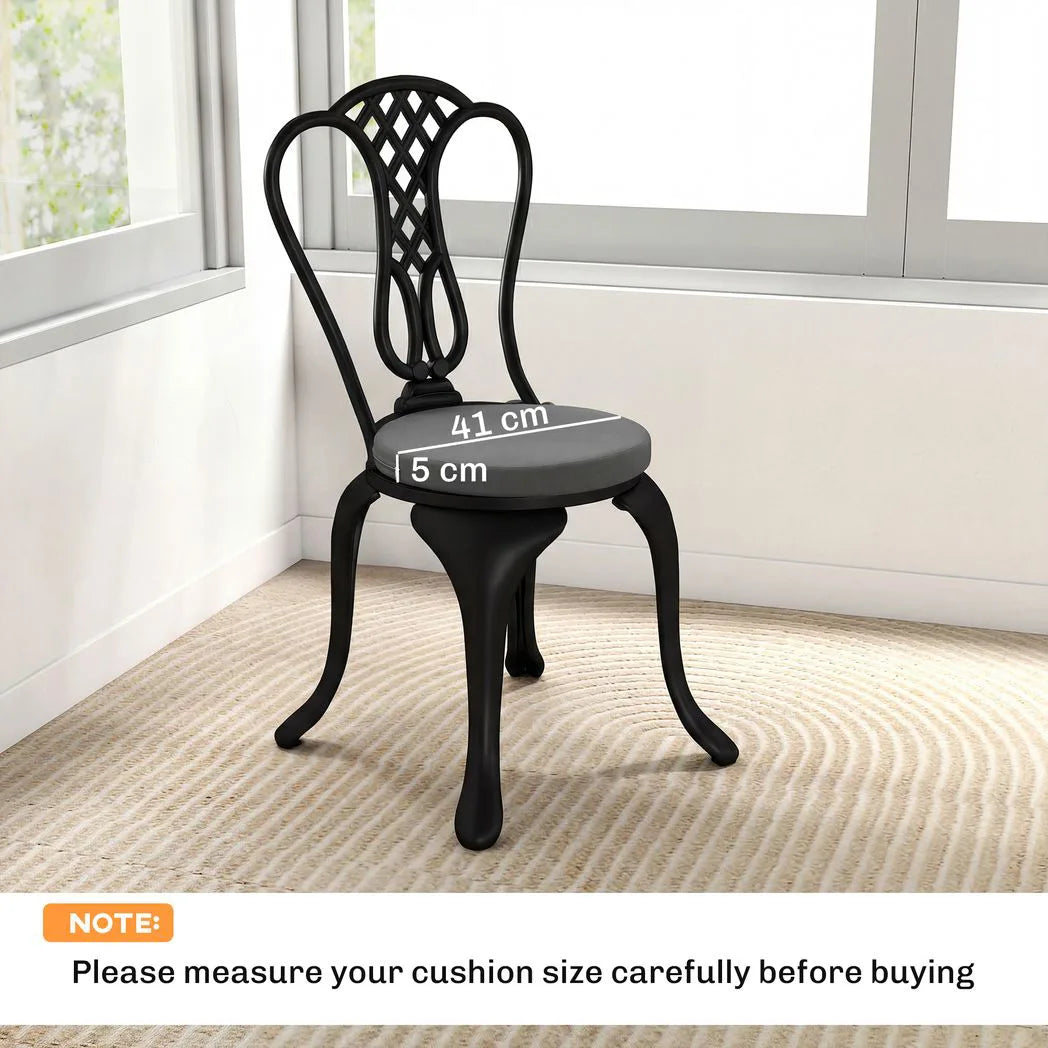Outsunny Round Bistro Chair Seat Cushions, Set of 4 – Removable Covers with Ties, 41 x 41 x 5cm, Dark Grey