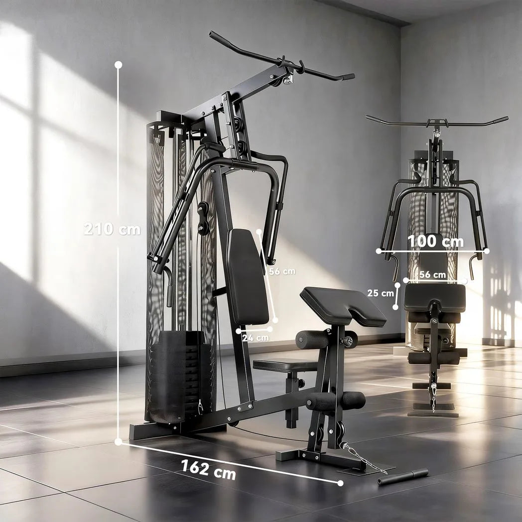SPORTNOW Multi Gym with 45kg Weight Stack, Adjustable Seat & Backrest – All-in-One Home Gym Machine