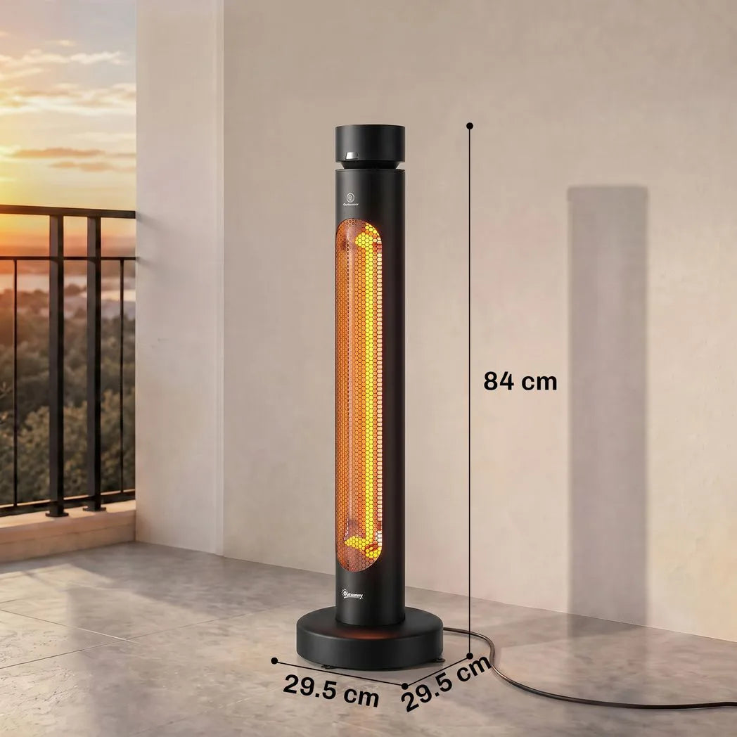 Outsunny 2000 W Free-Standing Oscillating Electric Infrared Patio Heater with Remote and Knob Control – Black