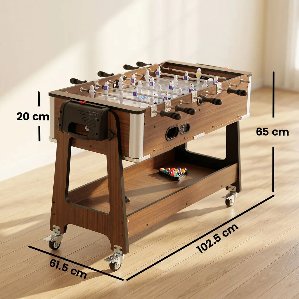 SPORTNOW 3-in-1 Multi Game Table with Lockable Wheels & Shelf – 3.4ft Air Hockey, Pool & Table Football
