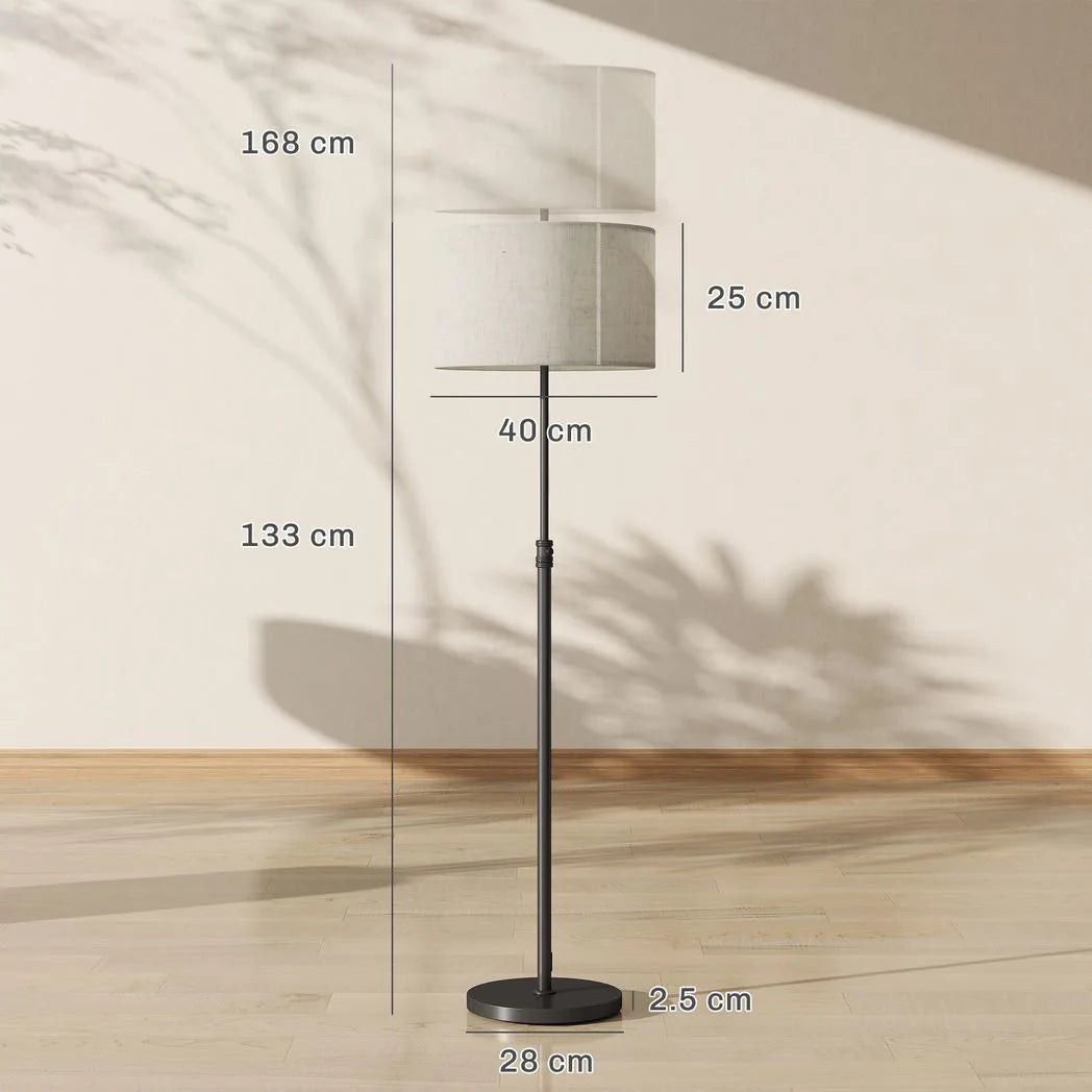 HOMCOM Floor Lamp with Remote, Height Adjustable Standing Lamp with Linen Shade